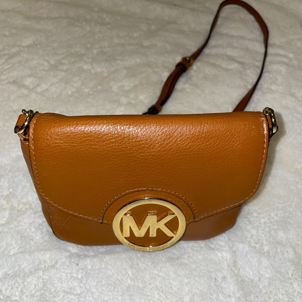 Michael Kors brown leather crossbody purse